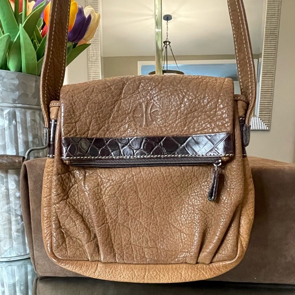 Loewe Brown Crossbody Bag with Textured Leather and Flap Closure